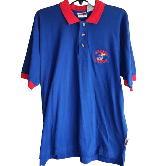 University of Kansas Jayhawks Short Sleeve Embroidered Polo Shirt Men's L NEW - Picture 1 of 10